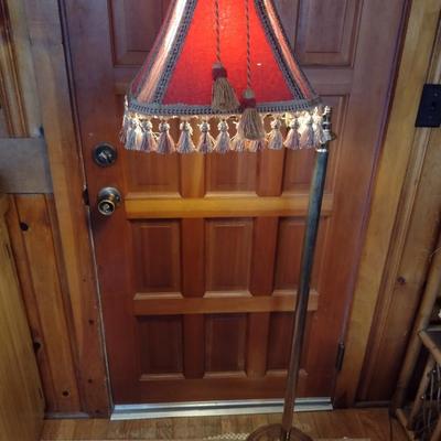 Metal Articulating Arm Floor Lamp with Tasseled Shade