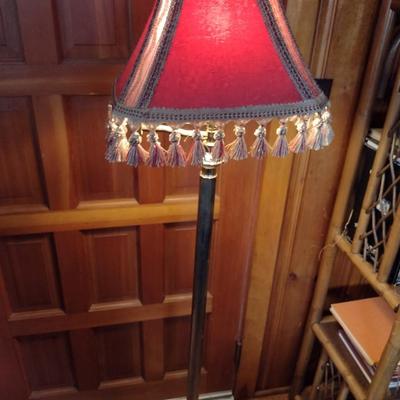 Metal Articulating Arm Floor Lamp with Tasseled Shade