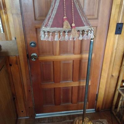 Metal Articulating Arm Floor Lamp with Tasseled Shade