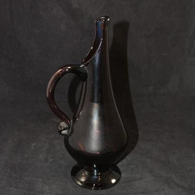 Vintage Amethyst Slung Glass Vase 11"