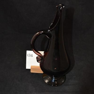 Vintage Amethyst Slung Glass Vase 11"