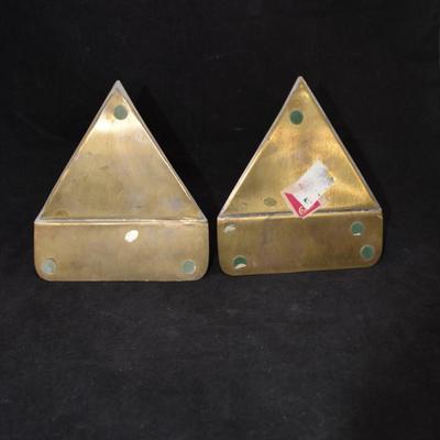 Vintage Brass MCM Pyramidal Bookends 6" Tall