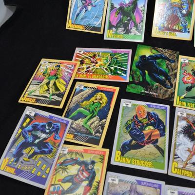 Lot of 36 Marvel 1991 Super Hero Super Villain Collectable Cards