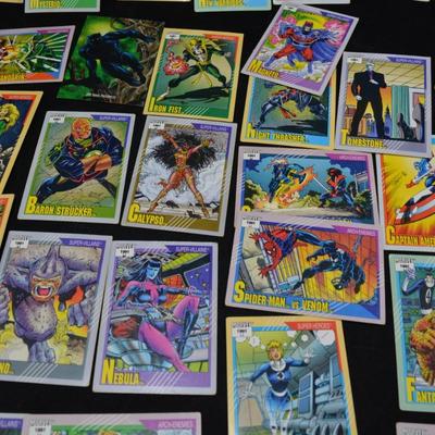 Lot of 36 Marvel 1991 Super Hero Super Villain Collectable Cards