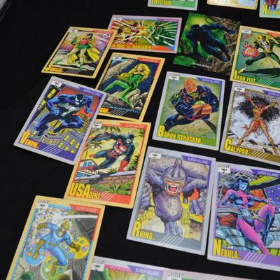 Lot of 36 Marvel 1991 Super Hero Super Villain Collectable Cards