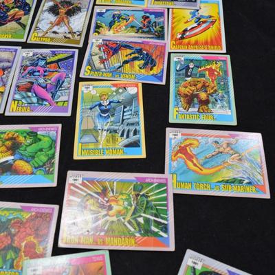 Lot of 36 Marvel 1991 Super Hero Super Villain Collectable Cards