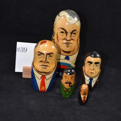 Early 1990's Soviet Leaders Nesting Dolls 6.5" Tall