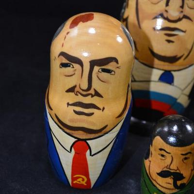 Early 1990's Soviet Leaders Nesting Dolls 6.5" Tall
