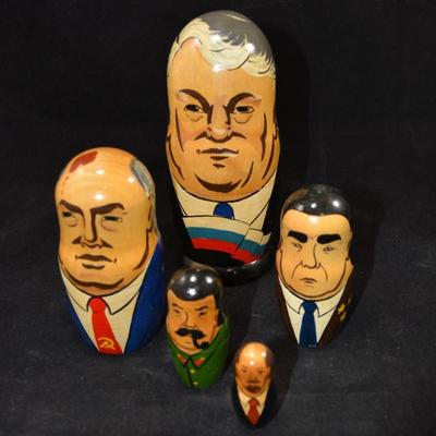 Early 1990's Soviet Leaders Nesting Dolls 6.5