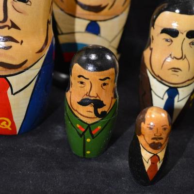 Early 1990's Soviet Leaders Nesting Dolls 6.5" Tall