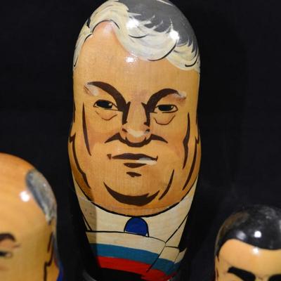 Early 1990's Soviet Leaders Nesting Dolls 6.5" Tall