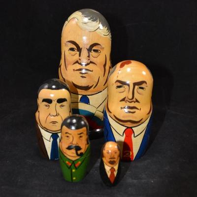 Early 1990's Soviet Leaders Nesting Dolls 6.5" Tall