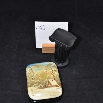 Mother of Pearl Inlay Eastern European Trinket Box 4"x3"x1"