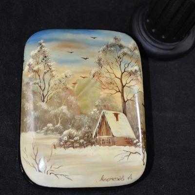 Mother of Pearl Inlay Eastern European Trinket Box 4"x3"x1"
