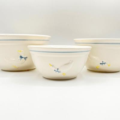 MC COY ~ Vtg. Stoneware Nesting Bowls ~ Set Of Three (3)