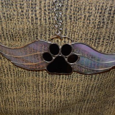 Paw with Wings Stained Glass Window Hanger 10.75â€