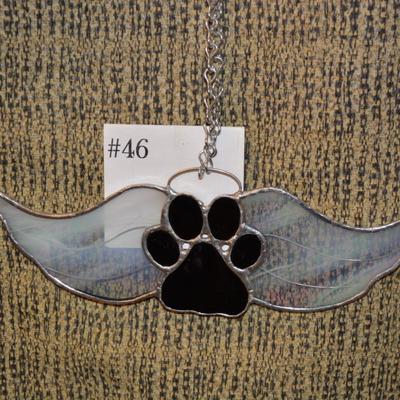 Paw with Wings Stained Glass Window Hanger 10.75â€
