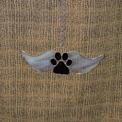 Paw with Wings Stained Glass Window Hanger 10.75â€