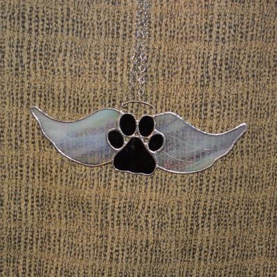 Paw with Wings Stained Glass Window Hanger 10.75â€