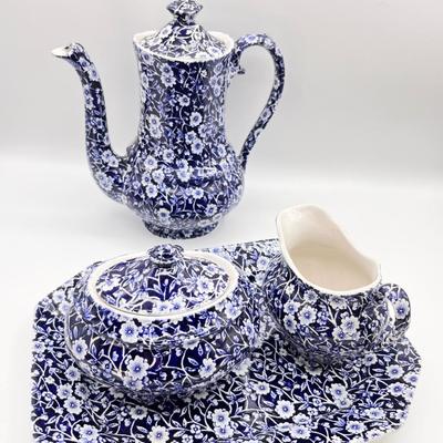 STAFFORDSHIRE ~ Calico Blue ~ Four (4) Piece Tea Serving Set