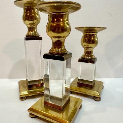Hand Crafted Solid Brass and Glass Candlesticks