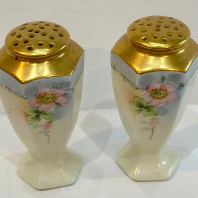 Vintage Hand Painted Rose Salt and Pepper Shakers