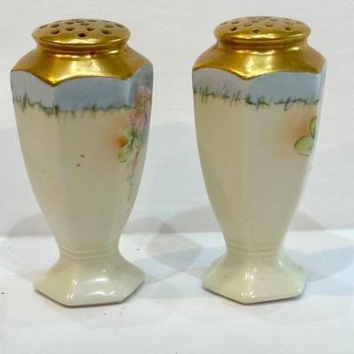 Vintage Hand Painted Rose Salt and Pepper Shakers