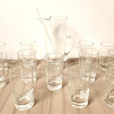 Lot #10 Vintage Cocktail Set - Etched Glass, initial 