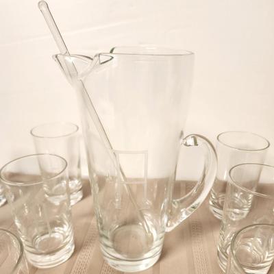 Lot #10 Vintage Cocktail Set - Etched Glass, initial 