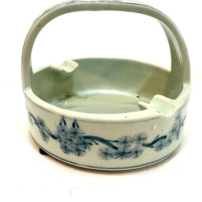 Hand Painted Ceramic Basket Ashtray