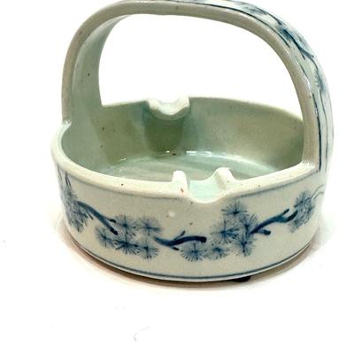 Hand Painted Ceramic Basket Ashtray