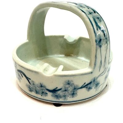 Hand Painted Ceramic Basket Ashtray