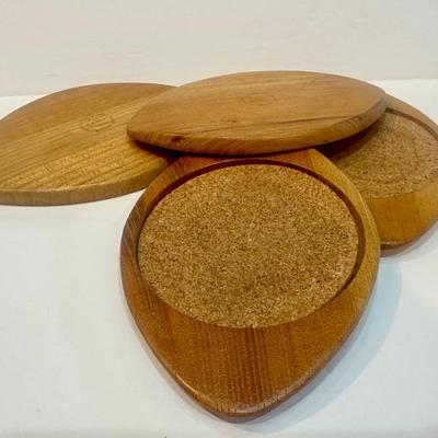 Vintage Hand Carved Japanese Sere Wood Coasters
