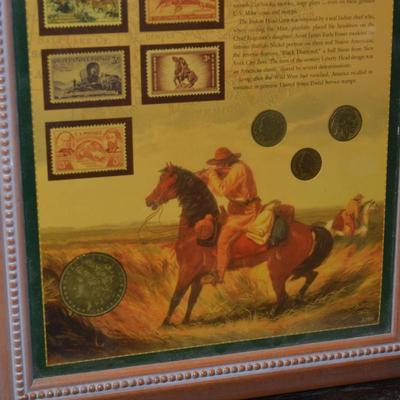 Framed Old West Lot of Coins and Stamps 14