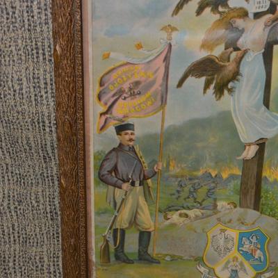 Vintage Lithograph Polish & Russian War "Finis Poloniae"