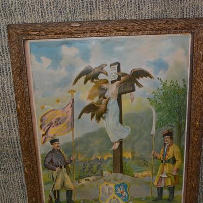 Vintage Lithograph Polish & Russian War "Finis Poloniae"