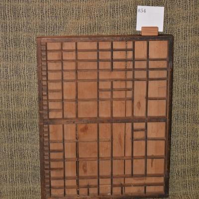 Antique Wood Letterpress Drawer Trinket Wall Hanging
