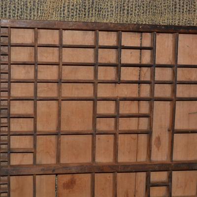Antique Wood Letterpress Drawer Trinket Wall Hanging