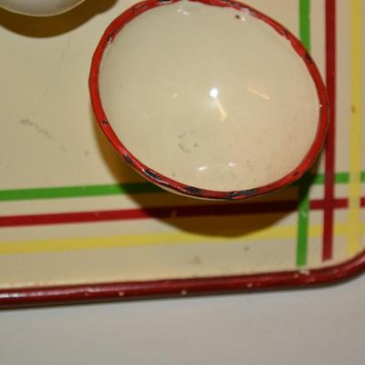 Vintage Enamelware Measuring Spoons Wall Hanging 12.5"x11.25"