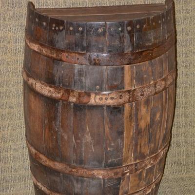 Whiskey Barrel Hutch Handcrafted Bar Shelf 34"x24.5"