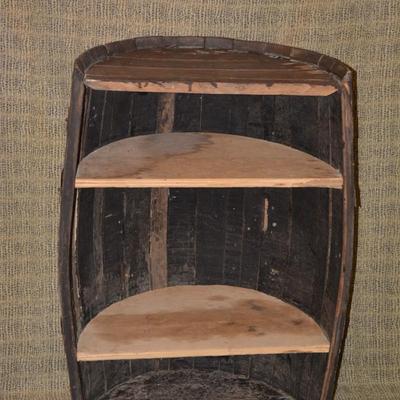 Whiskey Barrel Hutch Handcrafted Bar Shelf 34"x24.5"