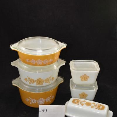 Vintage Lot of Butterfly Gold Pyrex Dishes