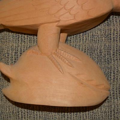 Pacific Northwest Raven and the Whale Wood Carving 19"x12"