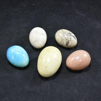 Lot of 5 Alabaster & Agate Eggs