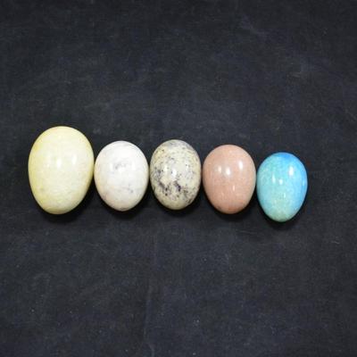 Lot of 5 Alabaster & Agate Eggs