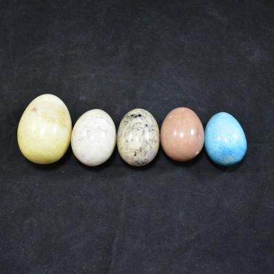 Lot of 5 Alabaster & Agate Eggs