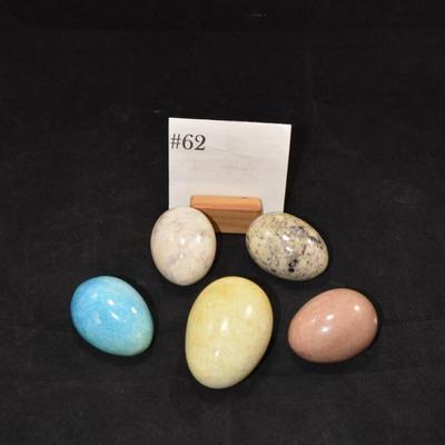 Lot of 5 Alabaster & Agate Eggs