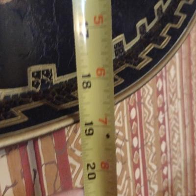 Metal Oval Serving Tray with Painted Asian Design