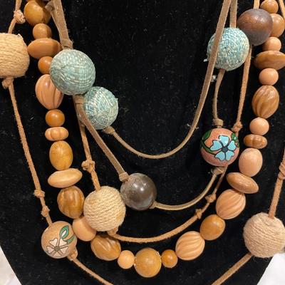 3 wood large bead necklaces