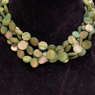 2 mossy green necklaces